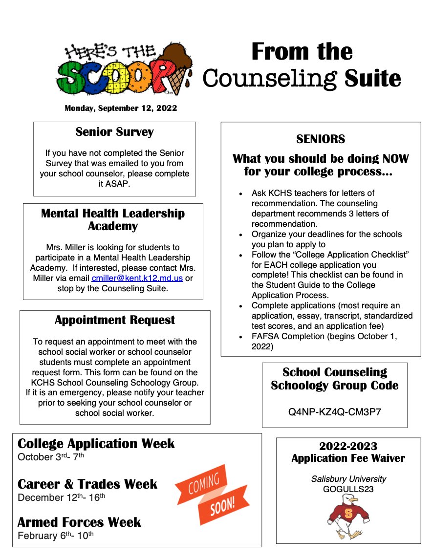 Here's the Scoop, KCHS Counseling Office
  siap.ps/6bf074