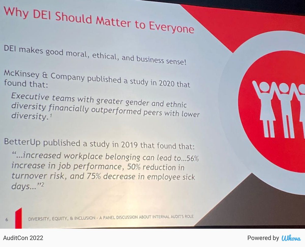 Appreciated great “cliff notes” summary of DEI &amp; ESG compliance landscape. Perfect amount of detail to set the stage for panelist discussion #AUDITCON2022 #ACUA via Whova event app whova.com/whova-event-ap…