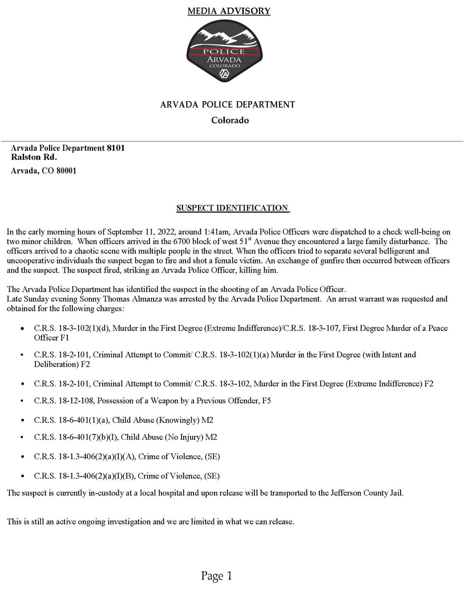 Arvada Police tweet media