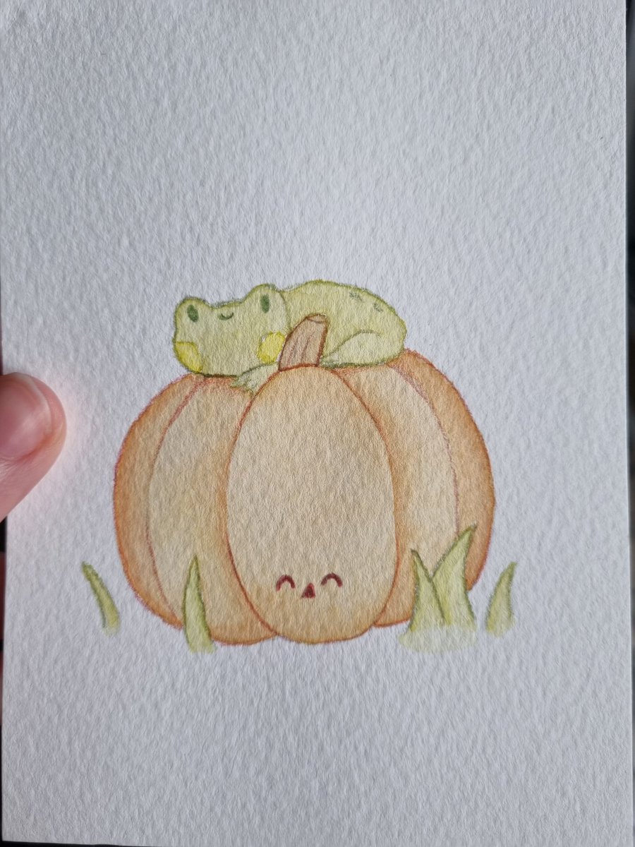 MiniBean_Art's tweet photo. A lil frog on a pumpkin for spoopy season 😊 https://t.co/AzTwUItHJO