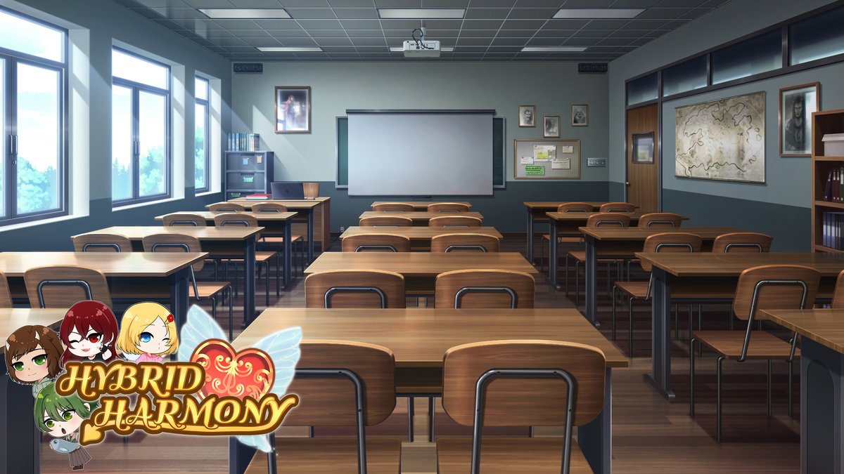 Going inside Axeridge now for the best lesson there is (according to Mrs. Scarlett): History! Here, you'll be learning about legends, tales and everything in between!

(Art by Son Huynh!)

#visualnovel #indiegame #indiedev #vndev #classroom #art #background #RPG