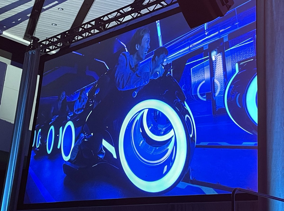 boxleitnerbruce's tweet photo. Had a little test drive of the lightcycle at #D23Expo. 

#TRON Lightcycle Run opens at @WaltDisneyWorld in Spring 2023. https://t.co/JiC73RWmm9