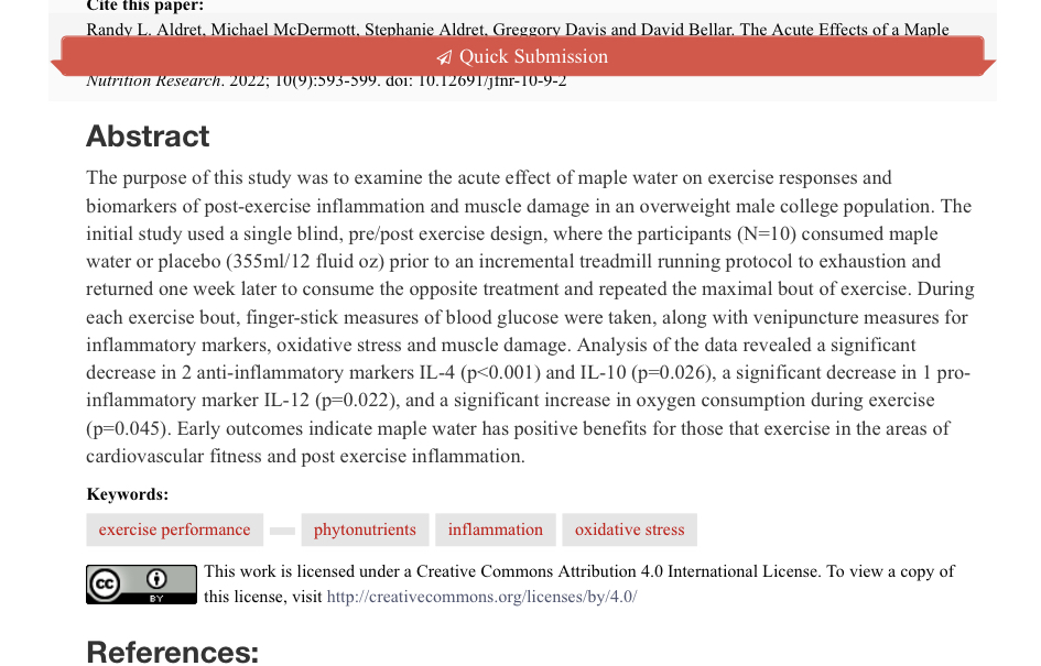 kkweiler's tweet photo. Very exciting new published research by @randyaldret et al. showing that @drink_simple maple water decreases inflammation, oxidative stress and improves VO2 max and recovery. #maplewater #nutritionresearch #newresearch #health #VO2max
https://t.co/Qq8J0QDUEM https://t.co/LVcbtJHuYY