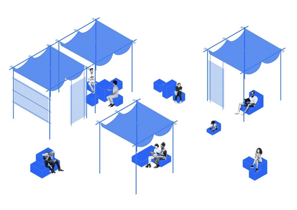 apbdesign's tweet photo. We developed a kit of parts for our  #BPLOutdoors: Canopies for shade, light, mist and a series of modular and playful furniture pieces that can be moved around based on the activity. The two systems work together to offer new ways to engage with our @BPLBoston communities. https://t.co/mBA4GmvK4V