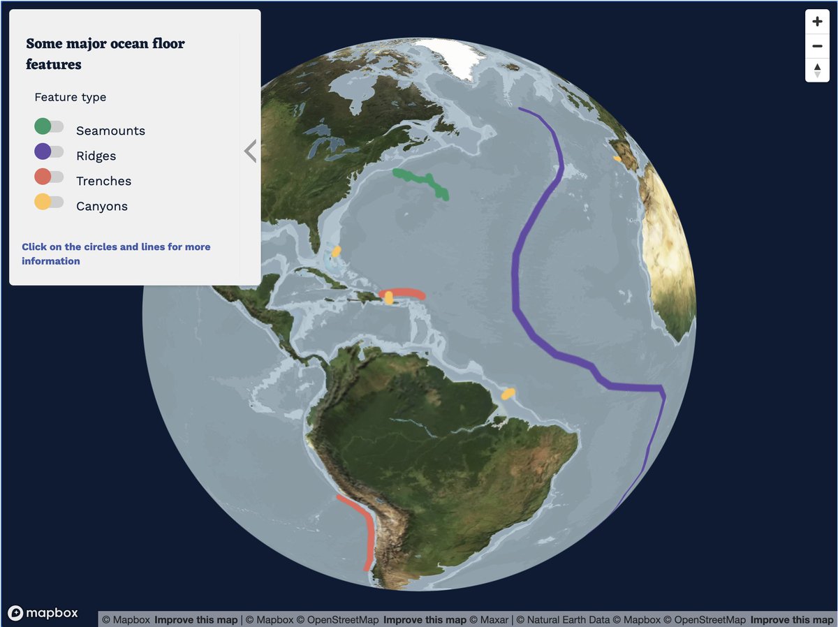 jhjanicki's tweet photo. Here is a @Mapbox #map I made over the summer showing different features of the #ocean floor! Check it out to learn more about the landscape of the ocean, from ridges to seamounts to trenches 😎
#MadeWithMapbox https://t.co/txVSesEzrG