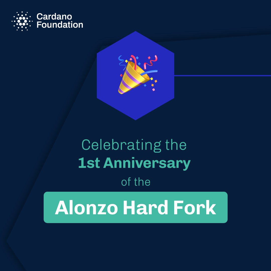 🎊 Celebrating the 1st anniversary of the #Alonzo Hard Fork! 

#smartcontracts #Cardano #dApps #Vasil