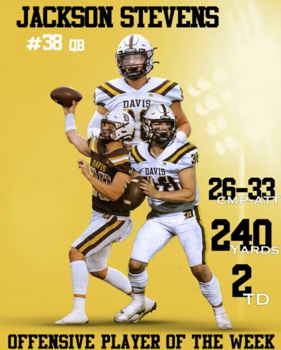 DavisDartsFB's tweet photo. Big win last Friday night against Alta! Check out our Offensive and Defensive players of the game. #GoDarts
@elkins_tyson @JStevens_38 @jacobfaerber10 #CrewCunningham @ScottPeery2 @BYUFBRecruiting @DjTialavea_86 @evanjohnsonUU @21ADyson @CoachHuntSUU @MooseB90 @rakoto10 https://t.co/8N8l57afNc
