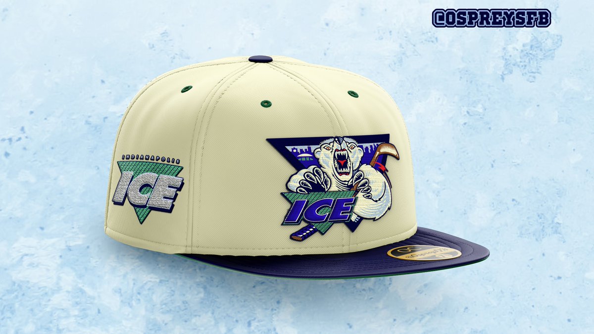 I normally like to go for symmetry when it comes to the side patch aligning with the front logo, but wanted to try something new out here for this Indianapolis Ice concept.  The ICE played in the IHL from 88-99 and then moved to the CHL, where the played up until 2004.