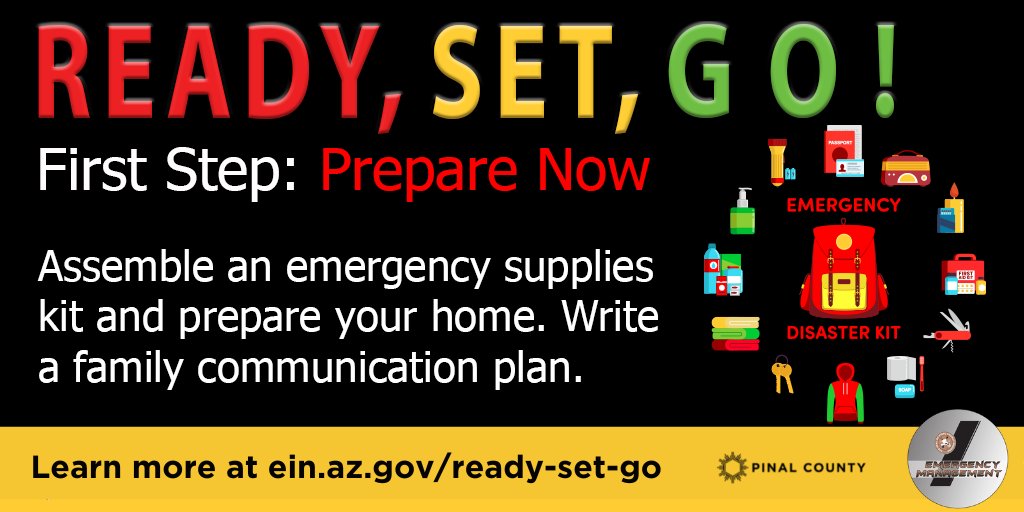 PinalCountyDS's tweet photo. September is National Emergency Preparedness Month. Know the steps of emergency readiness so you can be better prepared for anything that comes your way. Learn how at https://t.co/5BuD0xkvxF #ReadySetGoAz https://t.co/KbqdEwO3C9