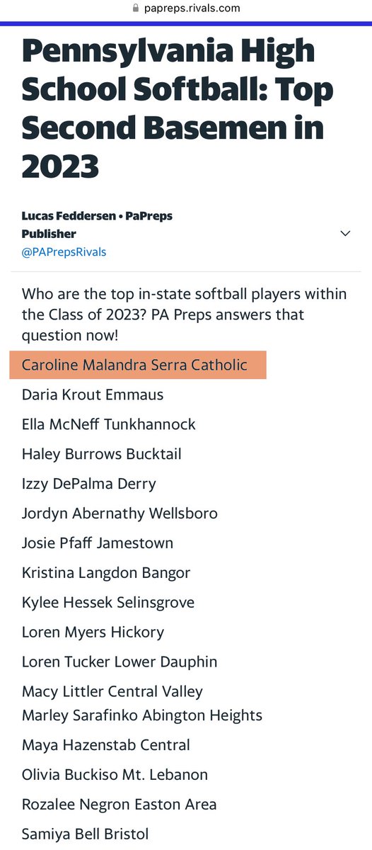 pghtigers05's tweet photo. Congratulations to @malandra_c (2B) and @kwadsworth012  (3B) on being recognized by @PAPrepsRivals  as one of the top HS players at their position for the 2023 graduating class.  Go Tigers!  🐯 https://t.co/zHEOliK9uG