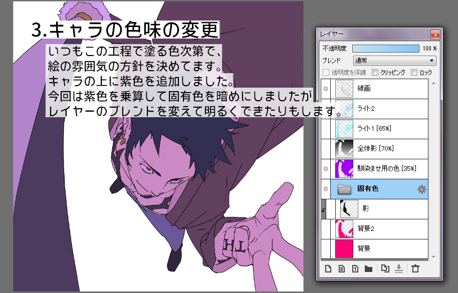 正直なところ、知識はガチガチに入れるのに、最終的にはフィーリングでアウトプットしてしまうような人間です。なので感覚的にやったことを、こう考えていたかも…と、想起した説明になるかもしれません。
画像続きます。 
