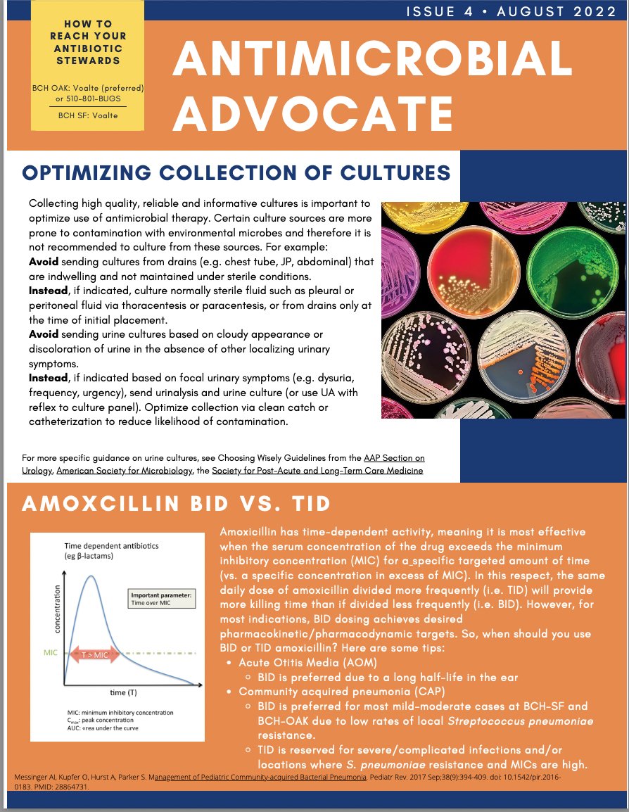 Should we culture that? Learn how to optimize sending cultures from our ASP Newsletter! Additional pearls about amox dose optimization! <a href="/RachelWattier/">Rachel Wattier, MD, MHS (she/her)</a> @SteveGrapentine Cynthia Huwe