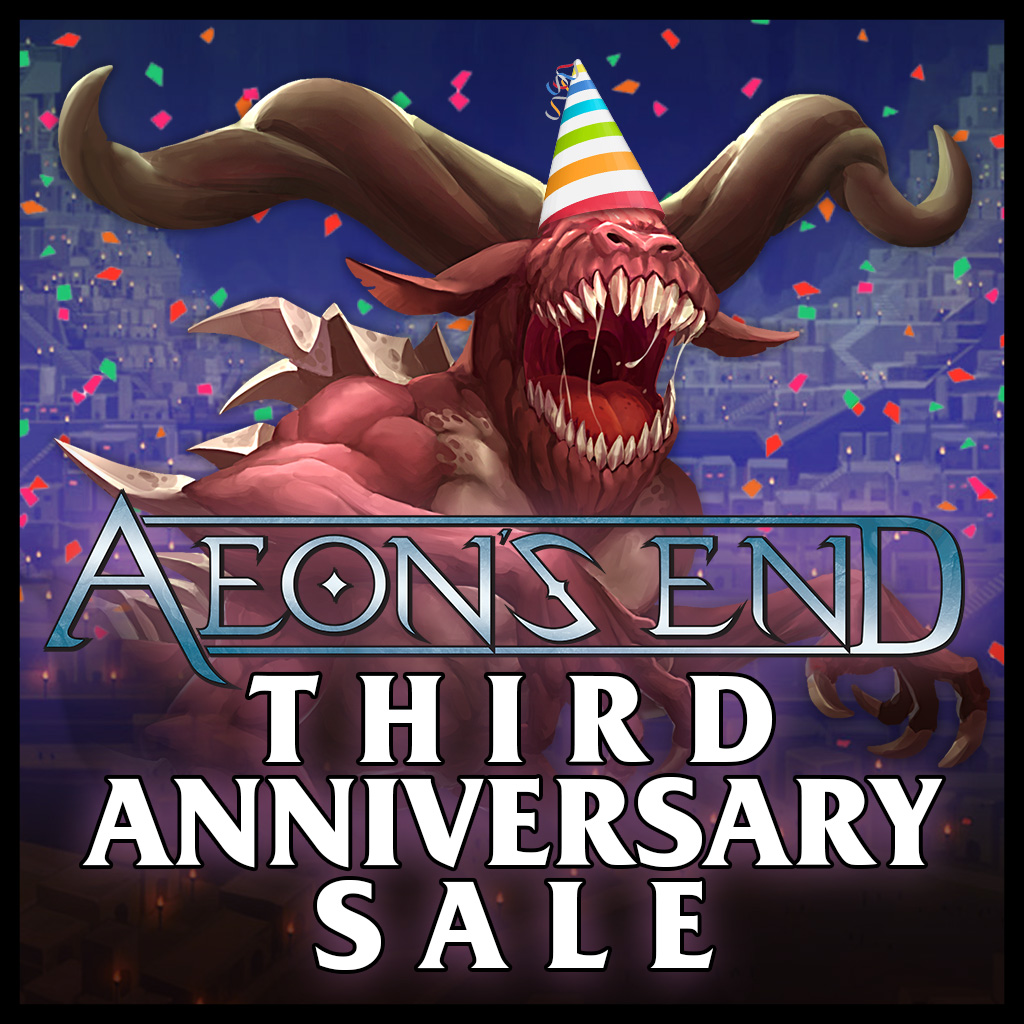 handelabra's tweet photo. Happy THIRD Anniversary to Aeon's End 🎉 

To celebrate, we're having a sale! Now through September 19th, get the core game and DLC at a discount 😎 

https://t.co/W2xIDDnOZx

#aendgame #indiedev #indiegame #aeonsend #gamesale https://t.co/j7S1xqcWS0