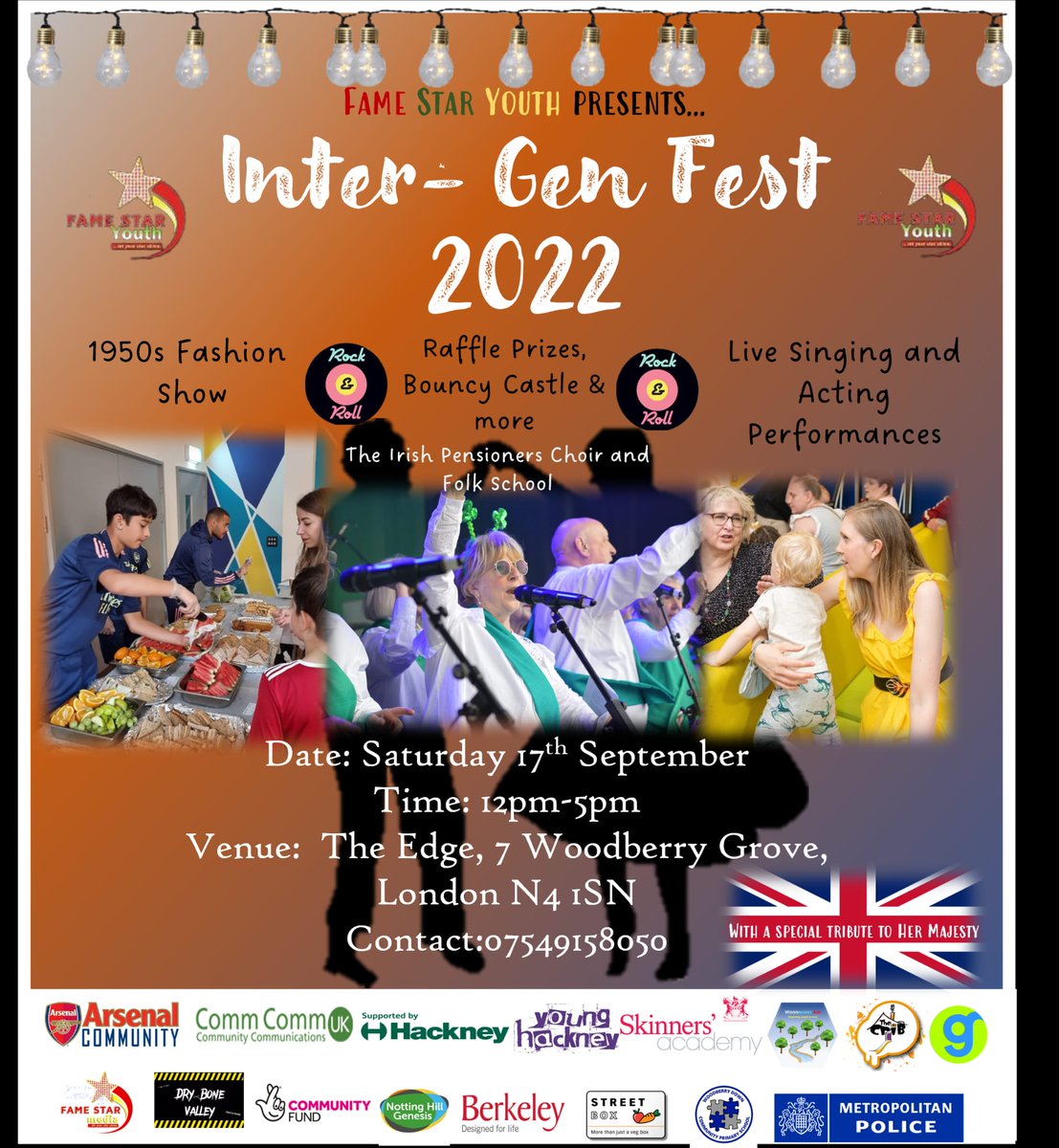 famestaryouth's tweet photo. #Intergenfest is still going ahead this Saturday 12-5pm with special tribute to the #Queen. See you there! @CarolineSelman @SarahWoodberryD @mayorofhackney @NHGhousing @BerkeleyGroupUK @AFCCommunity @StreetBoxLDN @MPSHackney https://t.co/0H4G9fbUC4