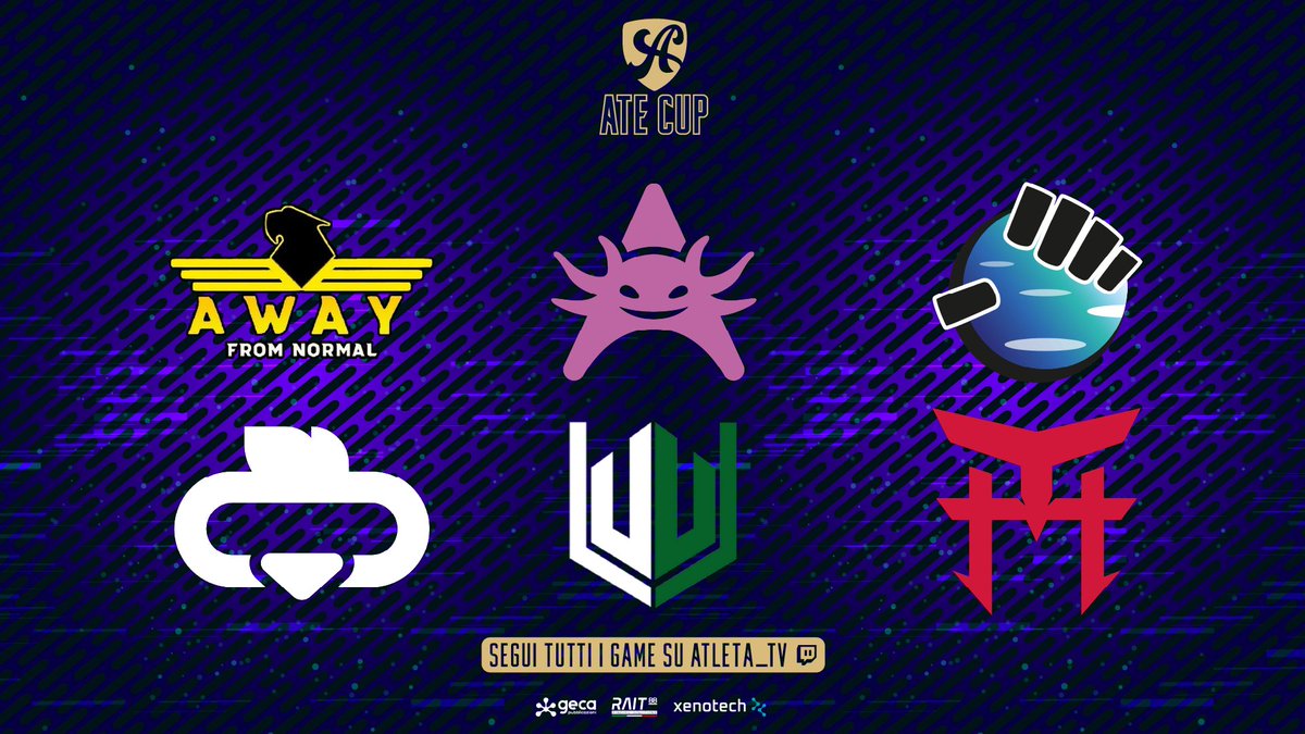 Non vedevate l'ora di conoscerli e noi di presentarveli! 
Ecco a voi i sei team che prenderanno parte ad #ATECUP, il primo campionato targato Atleta Esport:

• Axolotl 
• Away from Normal
• Earth Revolution Gaming
• Webidoo Gaming
• Underworld Esport
• Yutoru Esport
