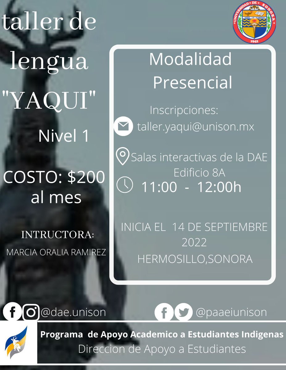 Lioj em cheaniabo! Buen día!
Los invito que sean parte de este nuevo que curso que será impartido por mi hermana Marcia Ramírez 
En Horario de:
     Miércoles 11-12
     Viernes de 11-1pm
Campus Hermosillo💖