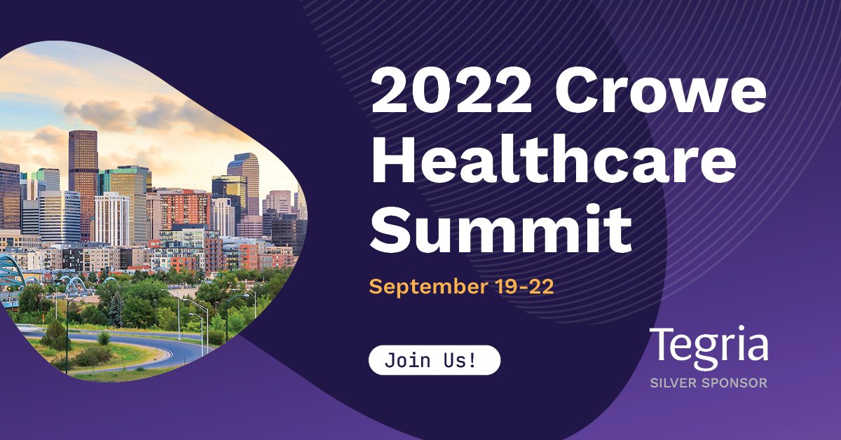 TegriaTogether's tweet image. Tegria is proud to sponsor the upcoming Crowe Healthcare Summit. If you are attending or in Denver, come visit our Innovation Lab where we'll discuss innovative solutions to payer automation, patient experience and systems strategy. @CroweUSA #HCSummit