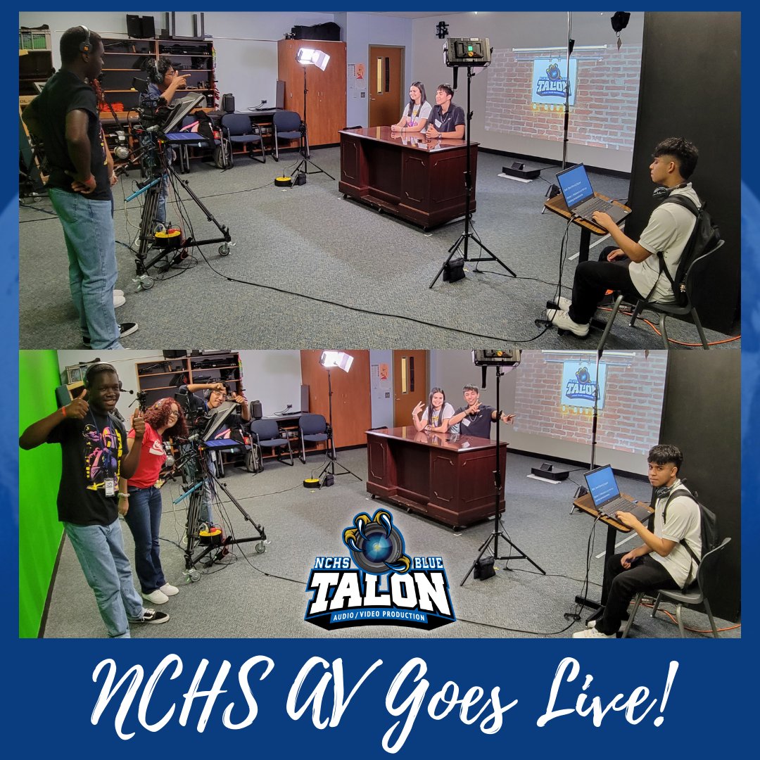 #BlueTalonTV goes LIVE! NCHS_AV begins it's daily livestream announcements program to the <a href="/NewCaneyHS/">New Caney HS</a> student body. 
Crew and anchors did an awesome job on their first stream!
Click here to view:  youtu.be/toli5OSjPPk

 <a href="/CTENCISD/">New Caney ISD CTE</a> <a href="/newcaneyisd/">New Caney ISD</a>