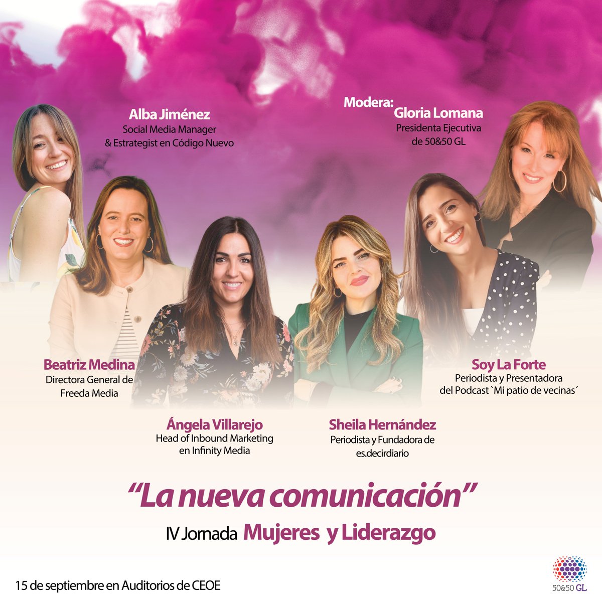 5050GL's tweet photo. La comunicación no puede ser ajena a un buen #Liderazgo y ellas LO SABEN‼️

𝐋𝐚 𝐧𝐮𝐞𝐯𝐚 𝐜𝐨𝐦𝐮𝐧𝐢𝐜𝐚𝐜𝐢𝐨́𝐧 en redes sociales🚀

🔴IV Jornada #MujeresyLiderazgo
ℹ️ Toda la info en https://t.co/YWX2sAUWt1
 ⁦
🔸@CEOE_ES
⁩@MAPFRE @santander_es @orange_es @AstraZenecaES https://t.co/Cv6IuRi9r4