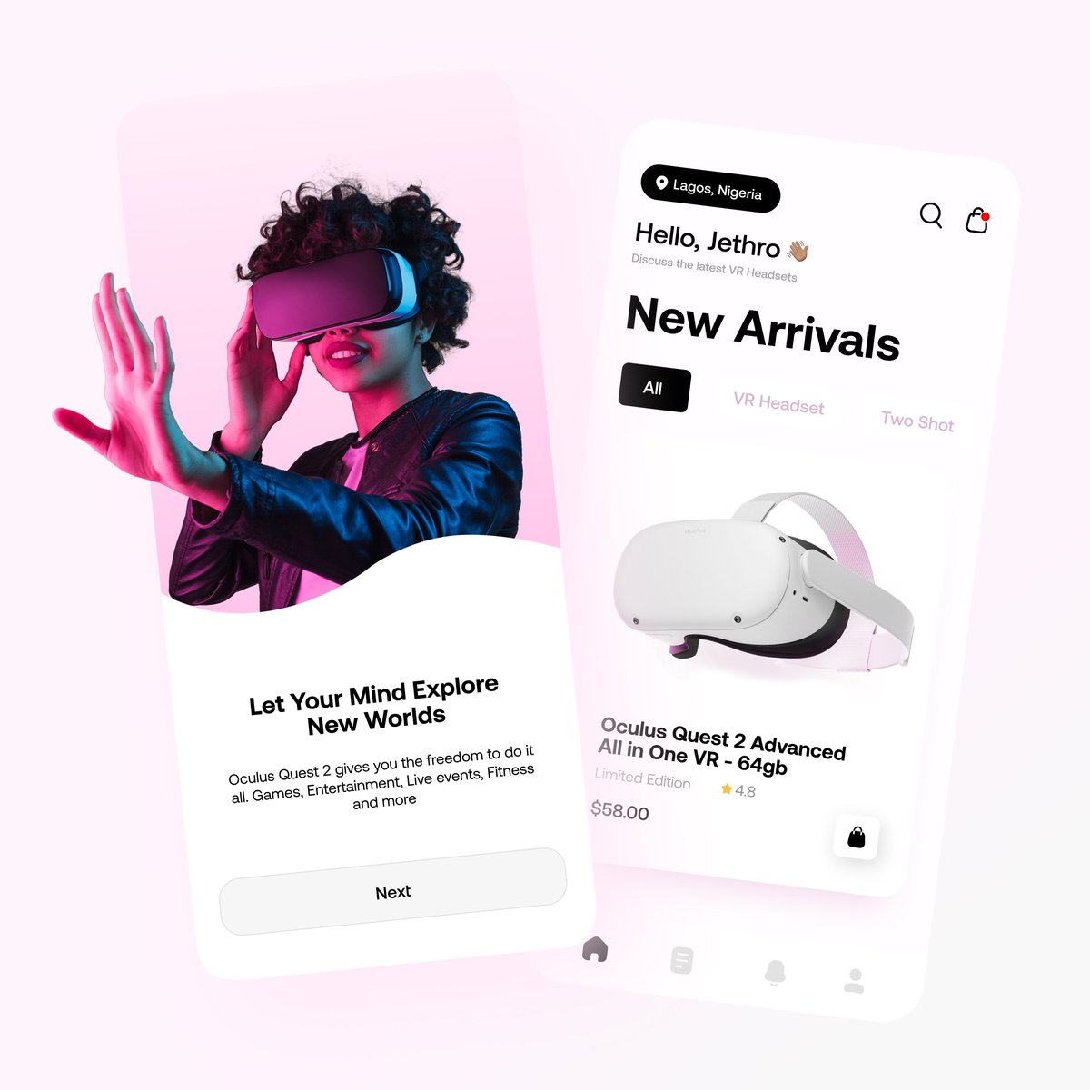Nathanpraisee's tweet photo. I randomly designed a Virtual Reality Headset Store Mobile App.  I Hope you like it!😊

 #uiux #uxdesign #uiuxdesign #uidesign  #designtwitter https://t.co/xnzsA6P5gr