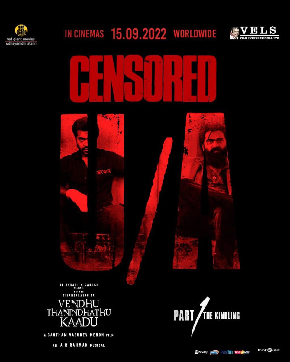 SimbuSpaces's tweet photo. #VendhuThanindhathuKaadu - Censored U/A https://t.co/u22X1pkxV7