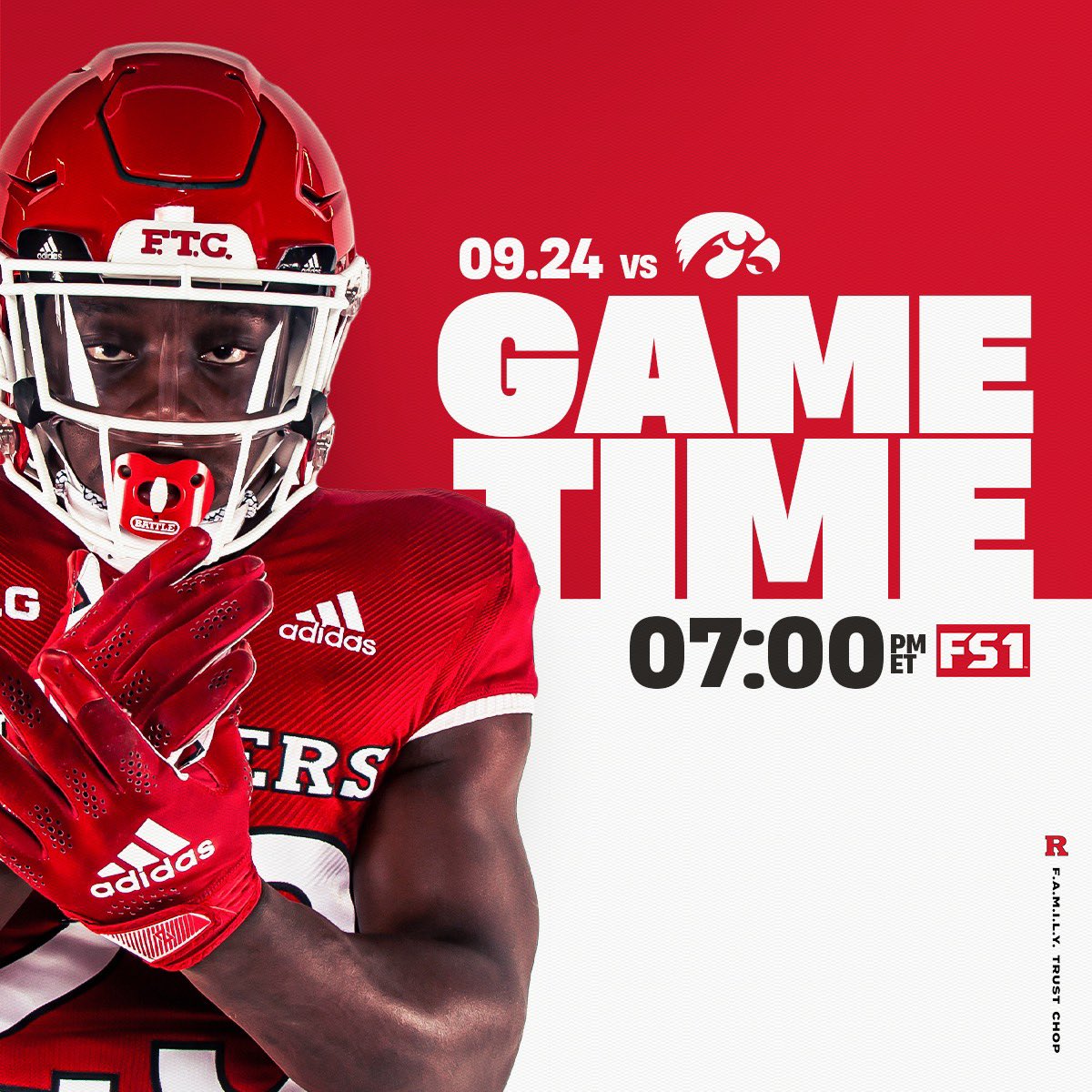 RFootball's tweet photo. Saturday Night Football 🚨 

Our next home game on 9/24 will be at 7:00 PM on @FS1 ‼️ https://t.co/qSyK6LhNkn
