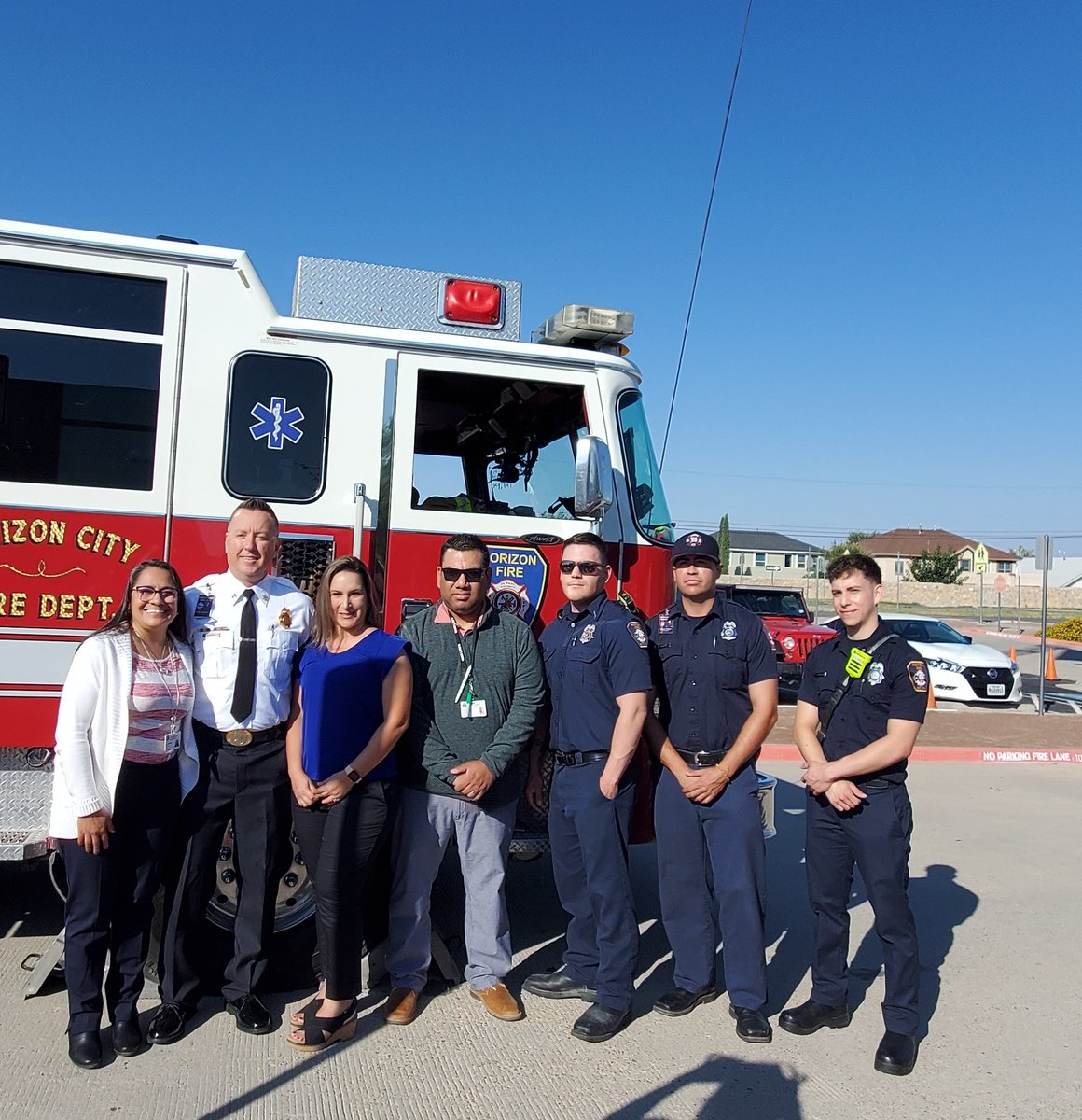 JessicaGom23's tweet photo. Thank you, Horizon Fire Department for helping HMS to honor and remember the events of September 11. Today, my students will learn and reflect on the events of this day. #NeverForget #history @HMSHAWKS_CISD #socialstudiesmatters https://t.co/L53VgFmeJe