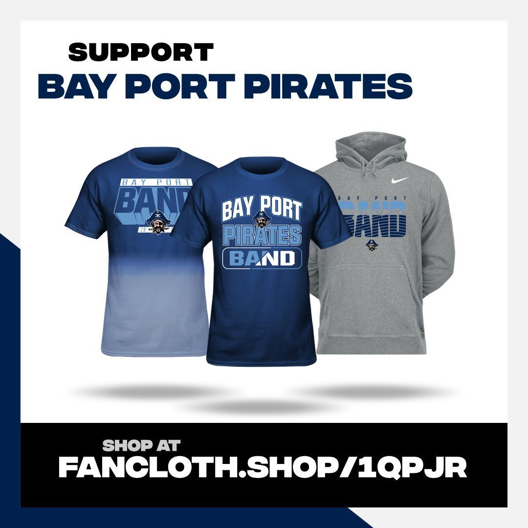 BayPortBand's tweet photo. It's never too early to get your Christmas Shopping started! What better way to say "I love you" than with some Bay Port Band Merch?? Support the band AND update your fit! Shop now at https://t.co/5PVb88j9s5 #glowup #piratepride #FUNFUNFUNdraiser https://t.co/1HesobFqSU