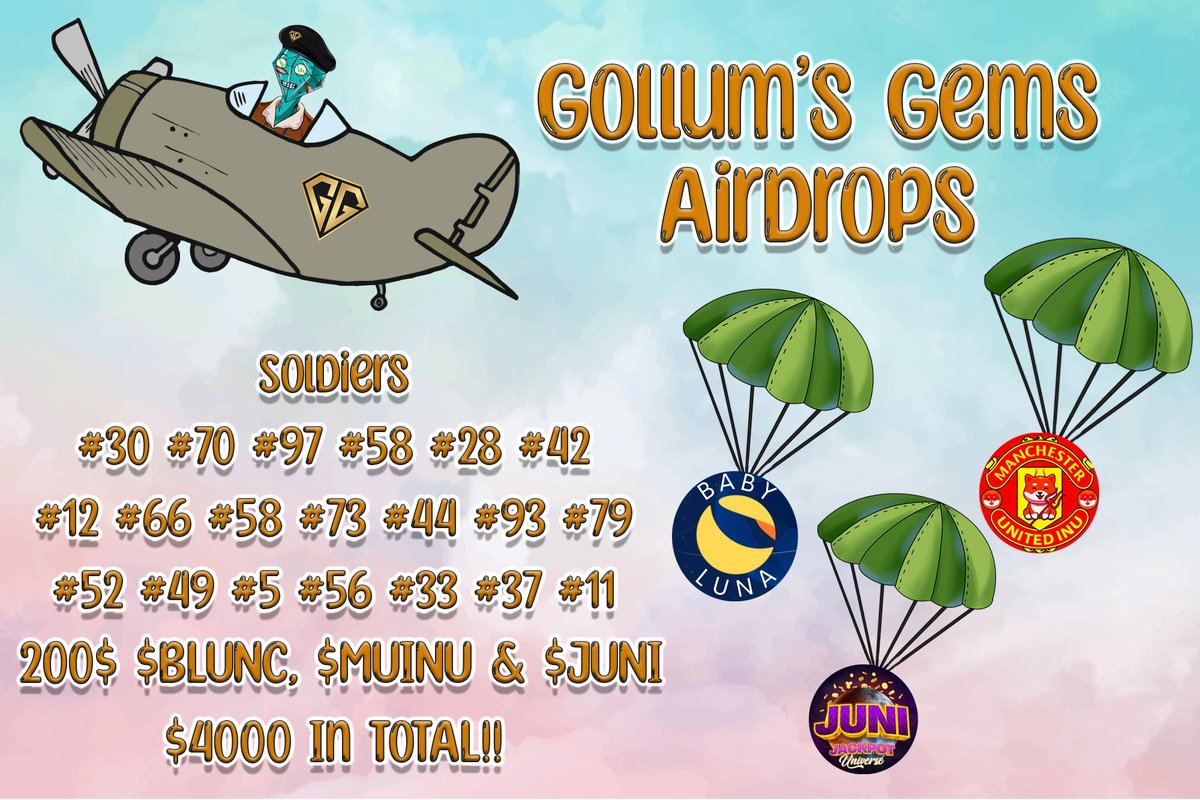 Ralph93_'s tweet photo. Another @GollumsGems Airdrops Spree!! 4000$ in Total! In one day!
Huge thanks to @Babyluncbsc @MUInuChampion and @JUNIBSC for rewarding #GGSoldiers!
We'll support your projects in our best!
#GGArmy #GGTakeOverNeverStops #BSC #BNB #NFT #BTC #crypto #Airdrops https://t.co/vzLOosOBT0