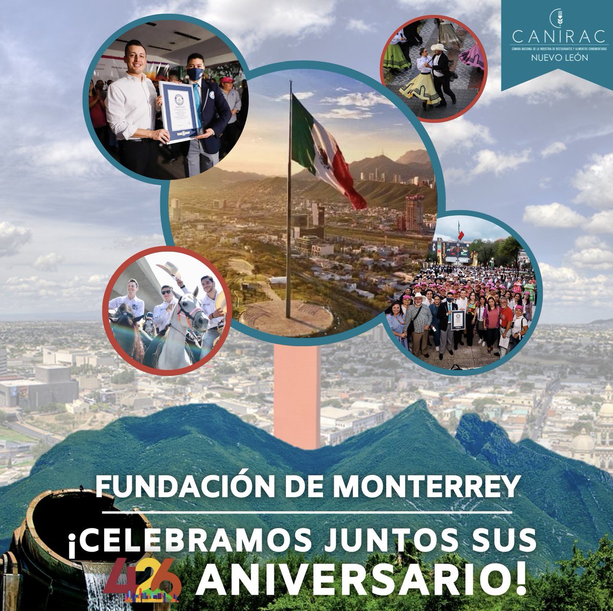DaanielGRM's tweet photo. 🍽️ | ¡Celebremos juntos el "426 Aniversario de la Fundación de #Monterrey"! ⛰️

Felicito al Gobierno de Monterrey por romper el #RécordGuinness con la presentación de “El baile folclórico mexicano más grande”. ¡Enhorabuena! 🎊

#UnidosServimosANuevoLeón #426aniversario #CANIRACNL https://t.co/zBbHPtt6us