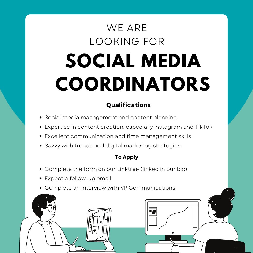 We’re looking for two social media coordinators to work with our VP Communications! Applying is easy - just complete the Google form (link in bio) and we’ll get back to you to schedule an interview.

*Deadline to apply is Monday, September 19th at 11:59pm EST.