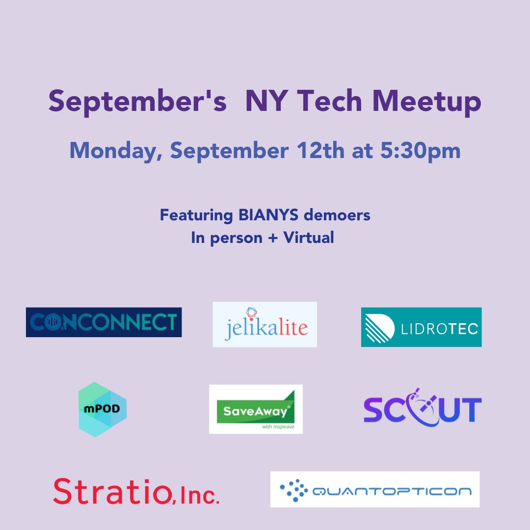 NYTechAlliance's tweet photo. Three, two, one…. It’s today! Our in-person &amp; virtual #NYTechMeetup is tonight. Although we're at capacity in-person, make sure to register &amp; join us on Zoom to see some amazing #techdemos and #network the night away.
When: Doors open at 5:30pm
RSVP: https://t.co/dG1cSotDzV https://t.co/fGRVqcJusc