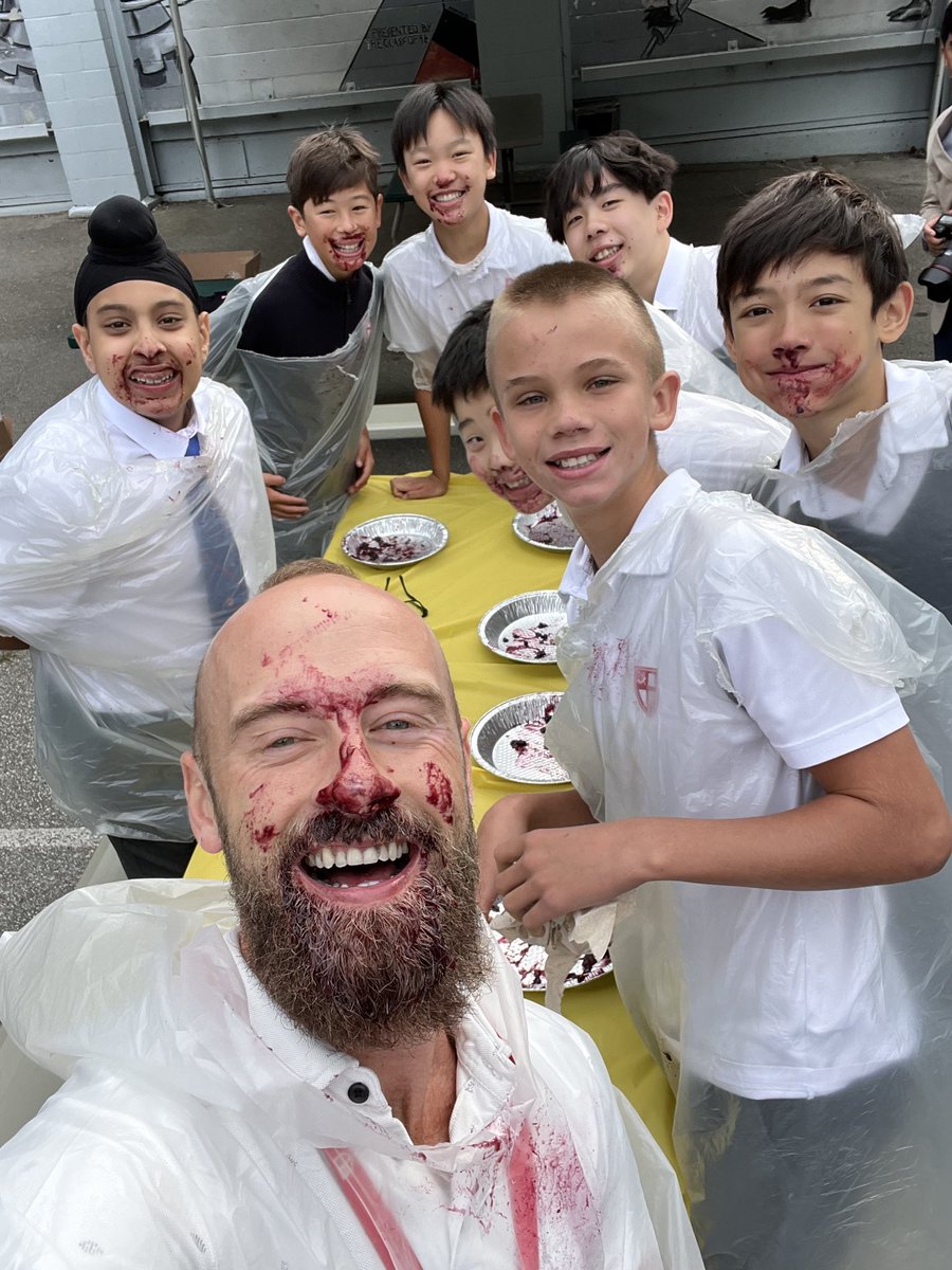 Our First Homeroom Competition was a Pie 🥧 Eating Contest. Each homeroom had a total of 8 eaters. Congratulations to 7TRB for winning the first competition. <a href="/SaintsBC/">St. George's School</a>