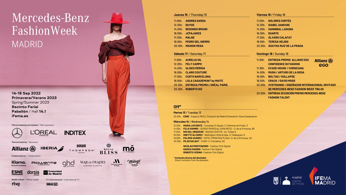 MBFWMadrid's tweet photo. #MBFWMadrid, la experiencia de acercarse a la moda española en un espacio de ensueño que aunará las colecciones tanto de diseñadores de primer nivel como de nuevas promesas.

No te pierdas las sorpresas del #Cibelespacio y los desfiles del 14 al 18 de septiembre en @IFEMA MADRID. https://t.co/ysJigdISeO