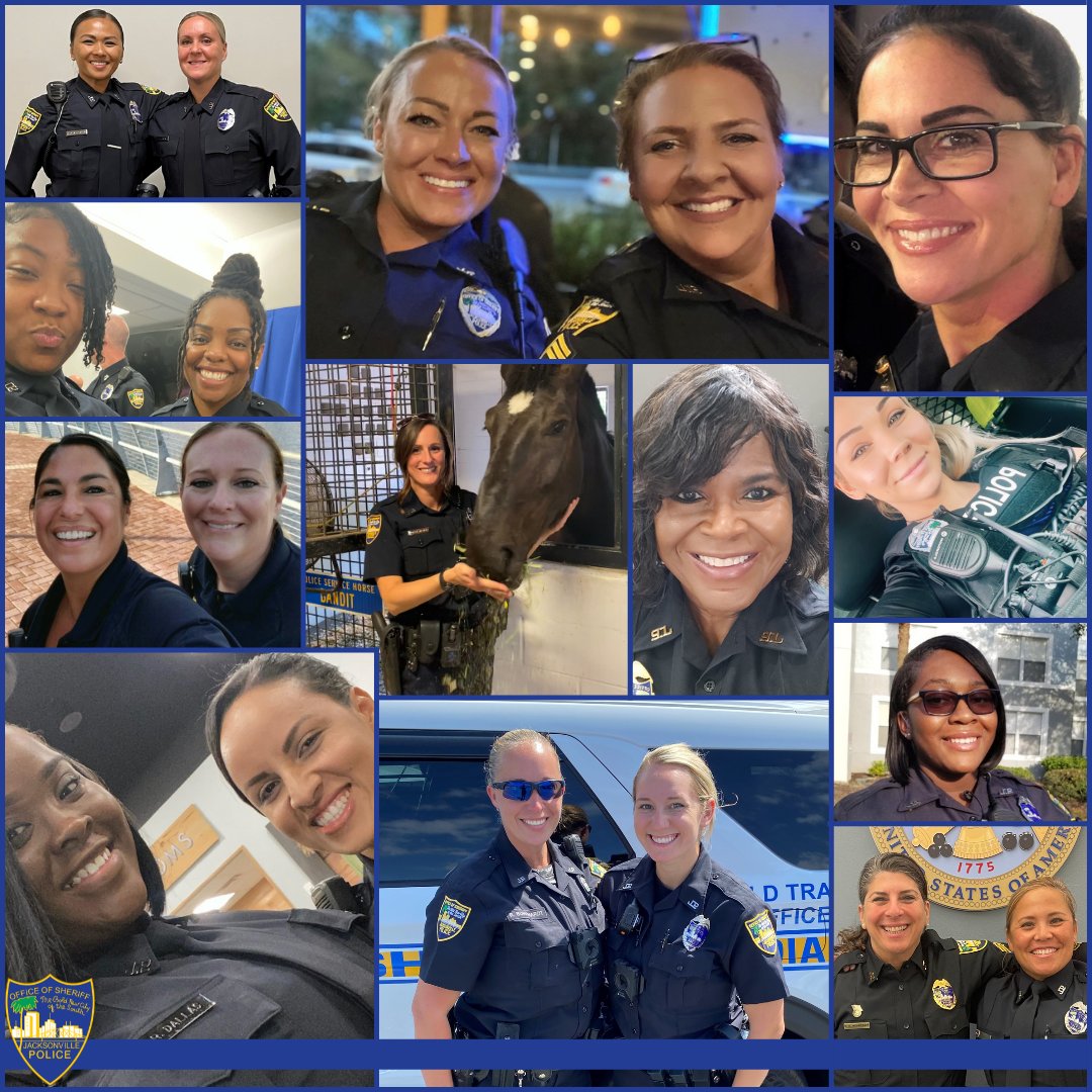 JSOPIO's tweet photo. If you see a female police officer today, give them a shout out; it's #NationalPoliceWomanDay. Females make up only 12% of #sworn #lawenforcment. We at #JSO know we have #thebest! If you'd like to join our #fabulous group of #femaleofficers, visit #JoinJSO.com. https://t.co/vU44CyYc99