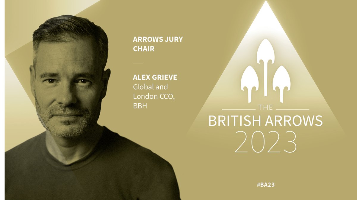 We are very proud to announce The British Arrows 23 Jury Chairs.
Alex Grieve, Global and London CCO, BBH
“What an honour to be chairing the Arrows. It’s my favourite award show because it celebrates my two favourite things: the marriage of idea &amp; craft”
#BA2122 #BritishArrows