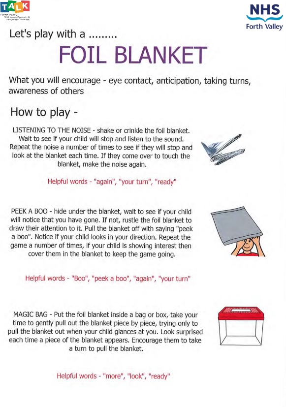 slt_fv's tweet photo. Today we're thinking about another common objects we can use to support interactions and language.
Foil blankets might be most used by runners, but they can offer great sensory and exploratory play together.  Makaton signs to go with this topic up next!  #ChattyTuesday #sltfv https://t.co/OOggcbXN2f