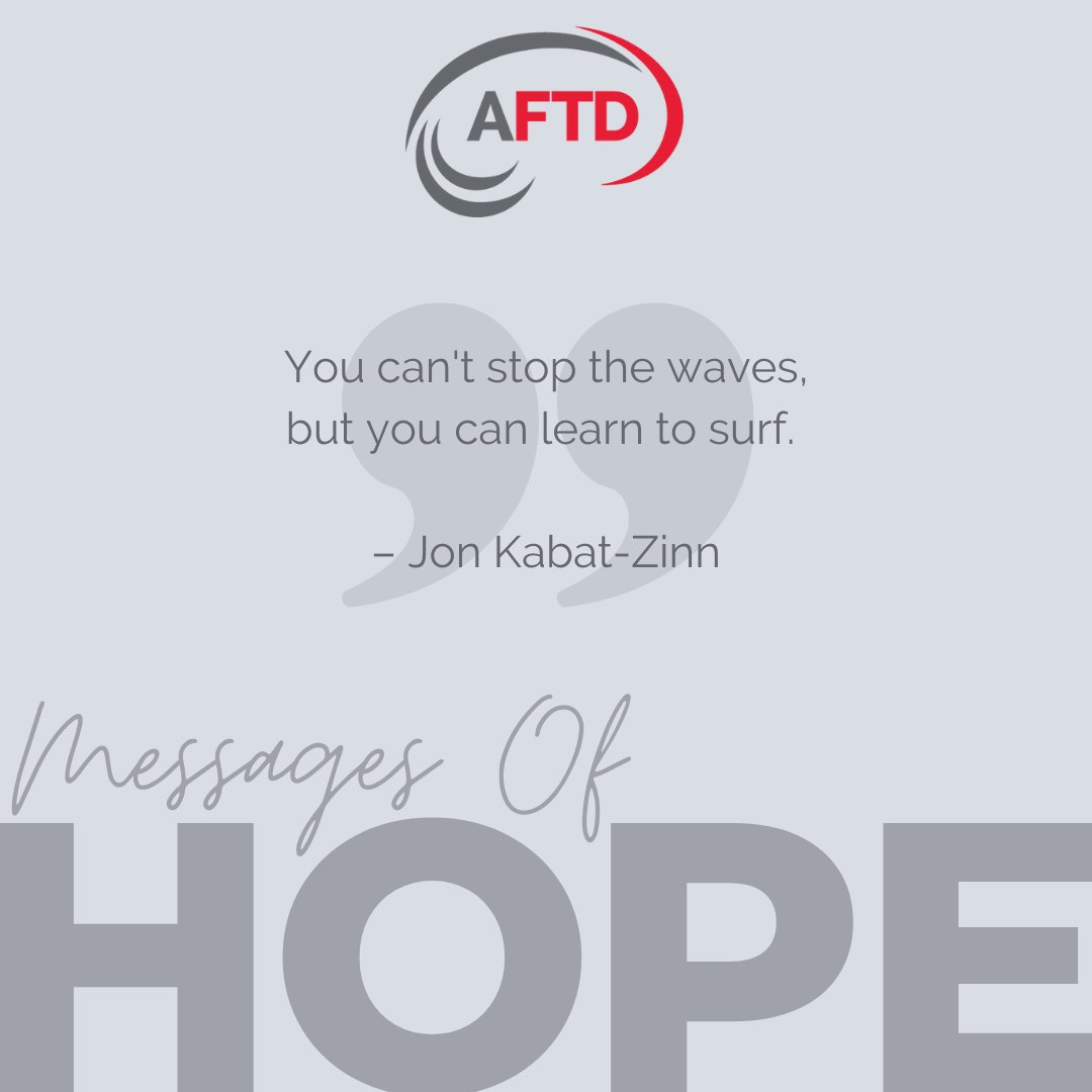 AFTDHope's tweet photo. 🌊 You can't stop the waves, but you can learn to surf. 🏄🏾 
 
– Jon Kabat-Zinn

🖱️ Click here to read more #AFTDMessagesOfHope: https://t.co/skxV1JbTEx

#MessagesOfHope #FindHelpShareHope https://t.co/fcq3Us9d84