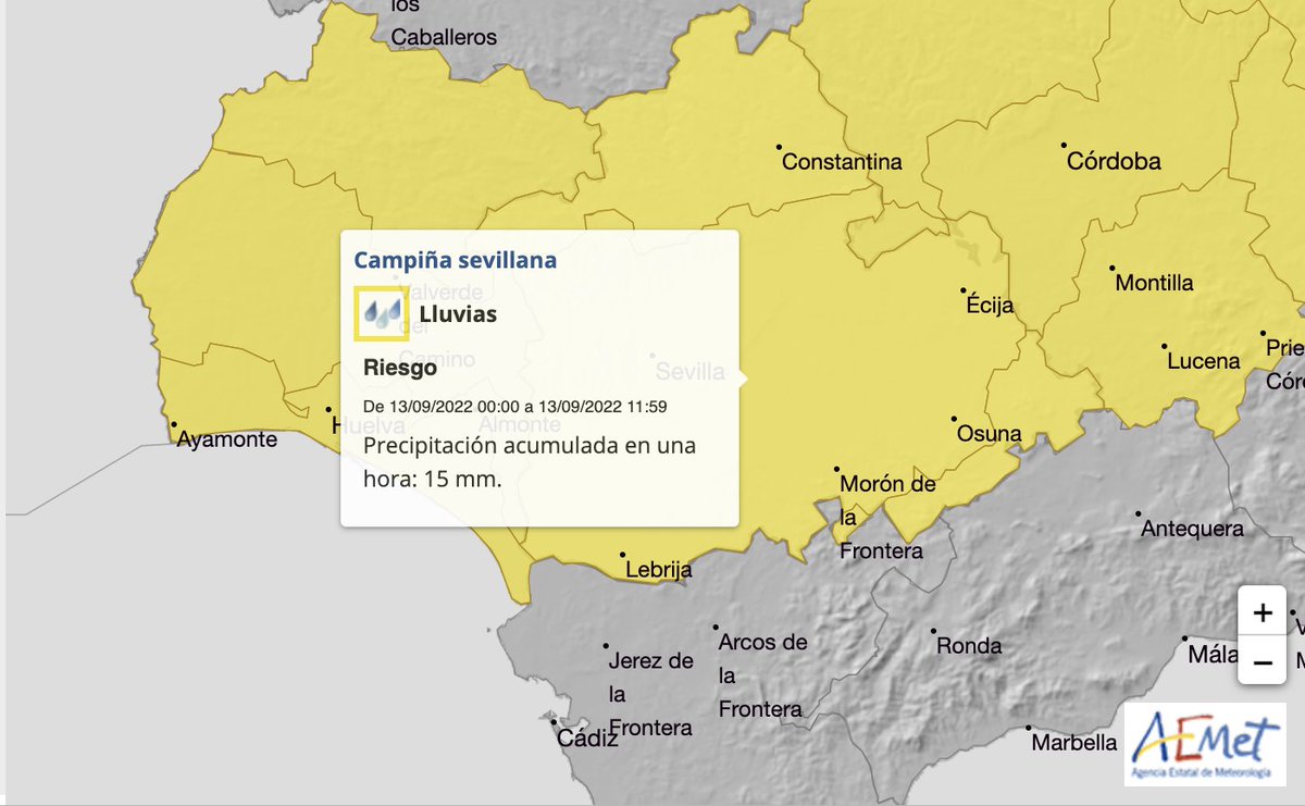 🟨A partir de las 00:00 h. se activa un AVISO nivel AMARILLO por LLUVIAS
Precaución en tus desplazamientos por carretera.
Retira objetos que puedan caer y extrema precauciones en zonas de arboleda
En tu casa retira restos de sumideros y bajantes para facilitar el desagüe del agua