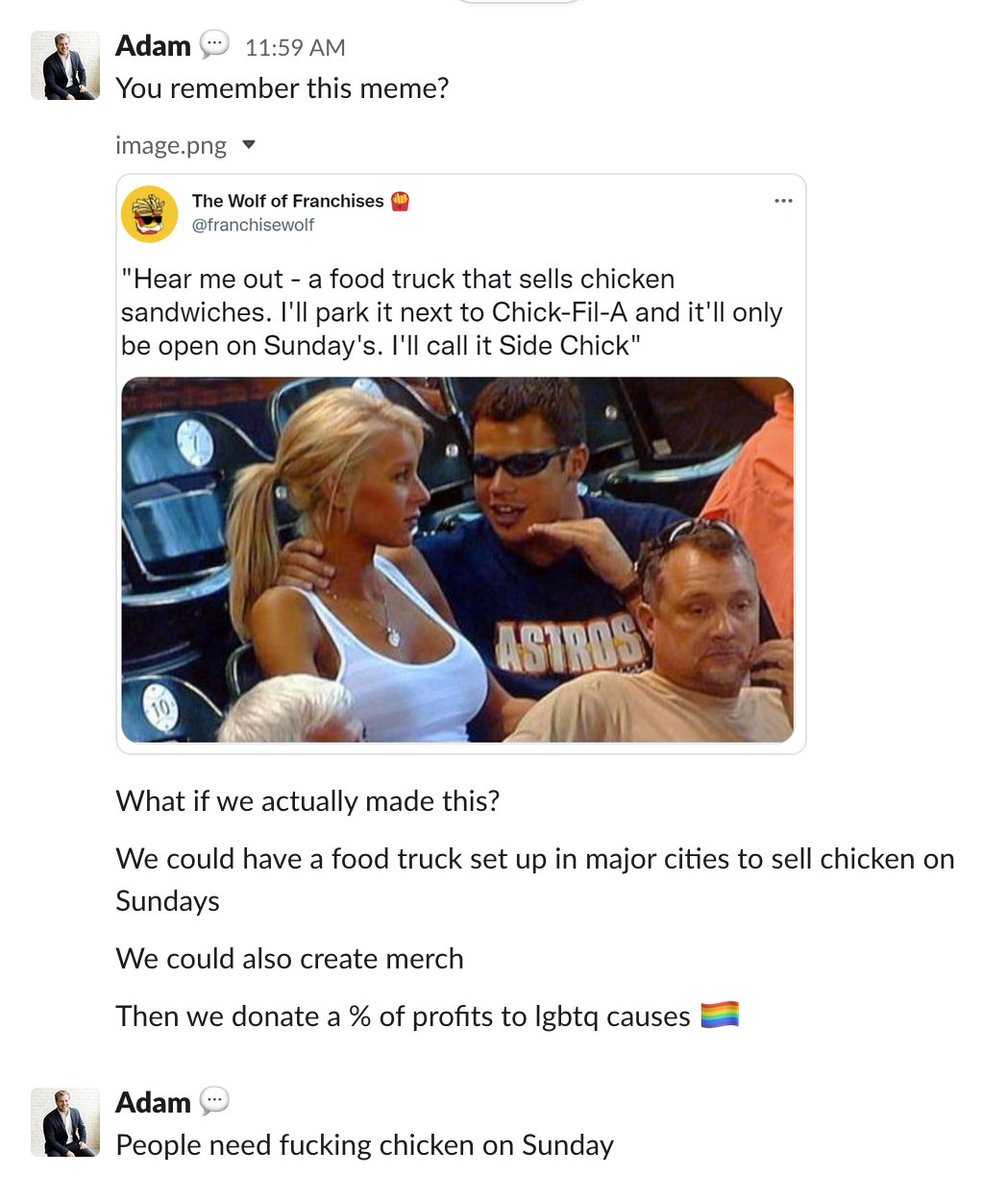 Got this message from the boss

Guess we're starting a food truck