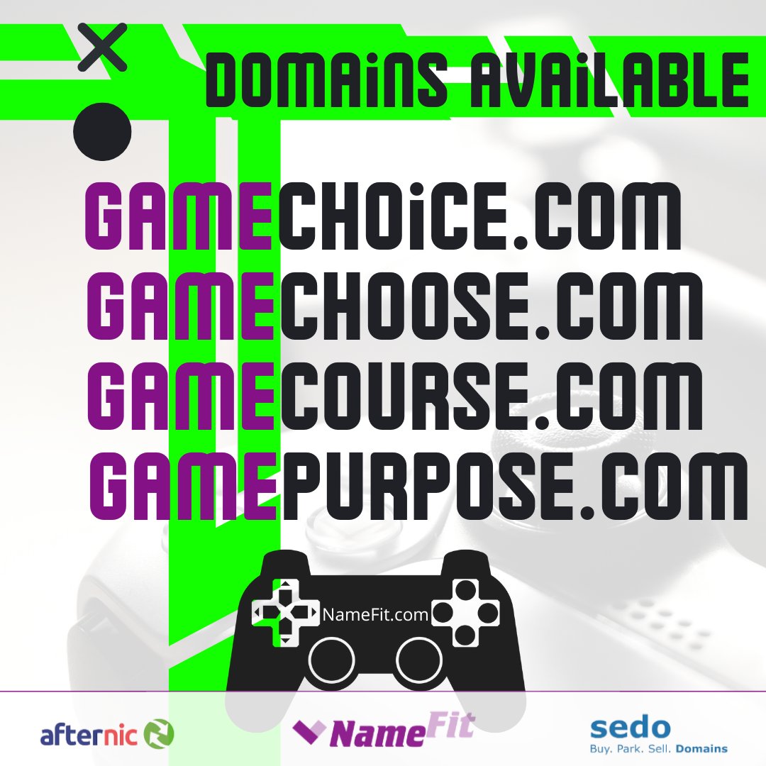 namefit1's tweet photo. These are only a few of our #game #domains available! We have over 100 more names selected from #afternic &amp; #sedo!

#GameChoice #GameChoose #GameCourse #GamePurpose

🎮👉Visit https://t.co/wPBqnAUKrs 👈

#games #domainsale #buy #domainname #domainnamesales #NationalVideoGamesDay https://t.co/tMJy75IXVM