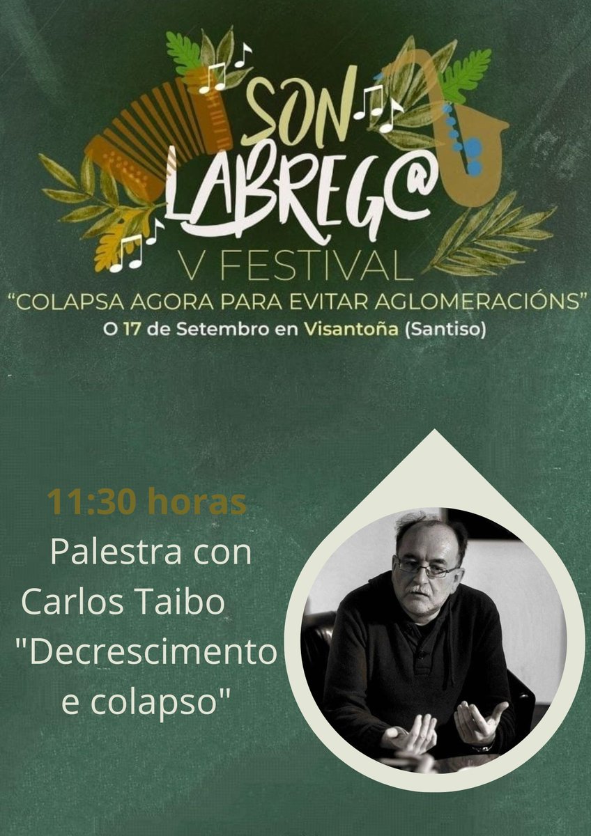 SLG_labregxs's tweet photo. 🌱Este V Son Labreg@ leva por nome "Colapsa agora para evitar aglomeracións". O título é de John M. Greer e recolle á perfección a mensaxe que queremos lanzar  con esta xornada. Tamén ten relación coa mensaxe de @carlos_taibo, con que contaremos este sábado 🙌

#SonLabregx☀️✊ https://t.co/sXtwUDzTaN