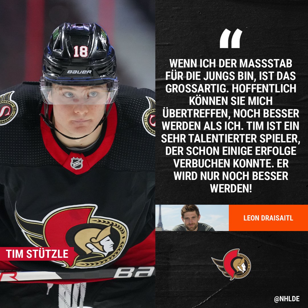 NHLde's tweet photo. Warme Worte von Leon Draisaitl an seinen deutschen Kollegen Tim Stützle! 😍 Glaubt ihr auch, dass das Toptalent der Ottawa Senators einmal den Superstar der @EdmontonOilers übertrumpfen kann? 👀 

#GoSensGo | @Senators | @timstuetzle18 | #Stutzle | #Stützle https://t.co/klumhsycoa