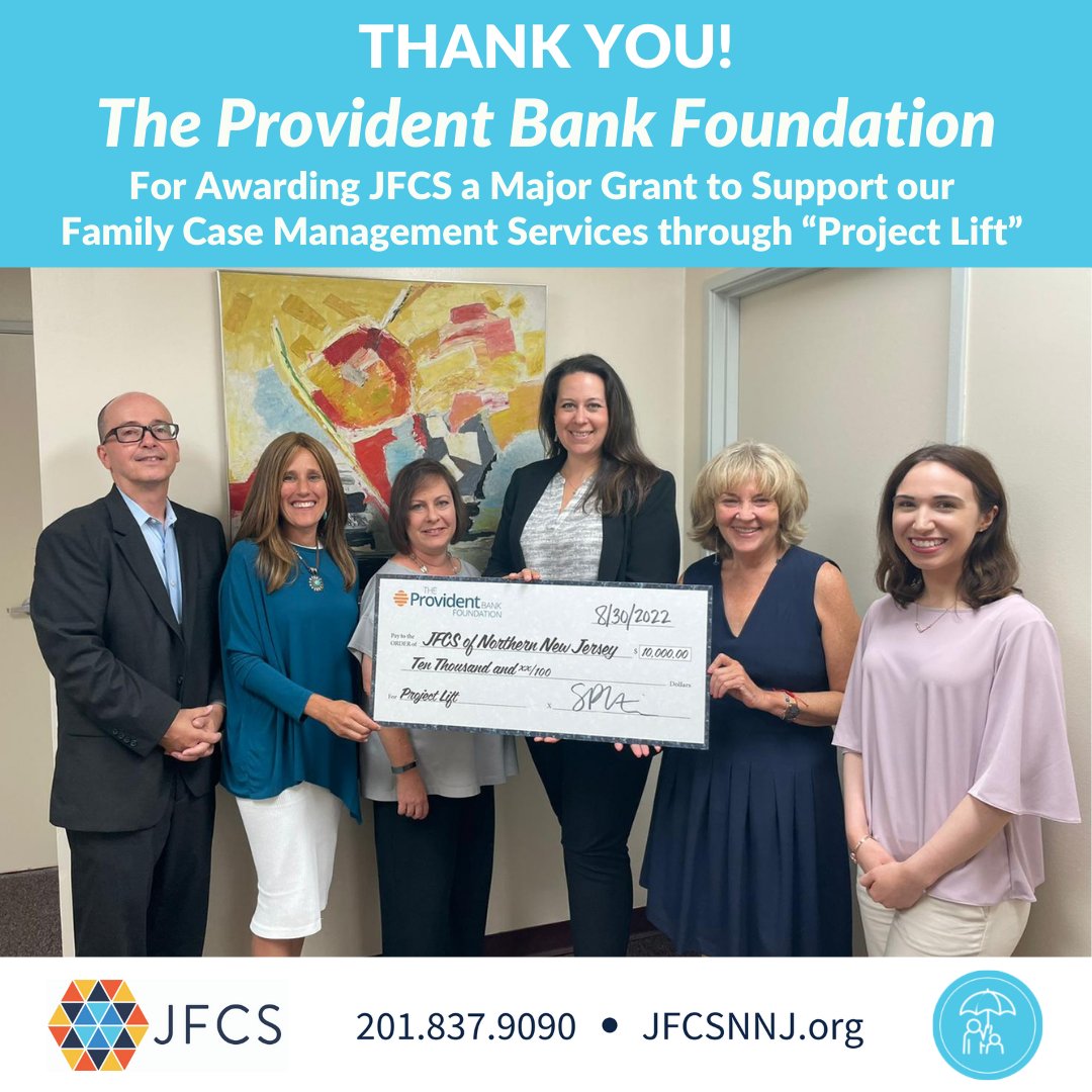 JFCSNNJ's tweet photo. Major thanks to The Provident Bank Foundation for choosing #ProjectLift as a Major Grant recipient! Your support will go a long way in ensuring our community has #CaseManagement services it can rely on!β€οΈπ
@ProvidentBank
#jfcsnnj https://t.co/ubkpPaIpCG