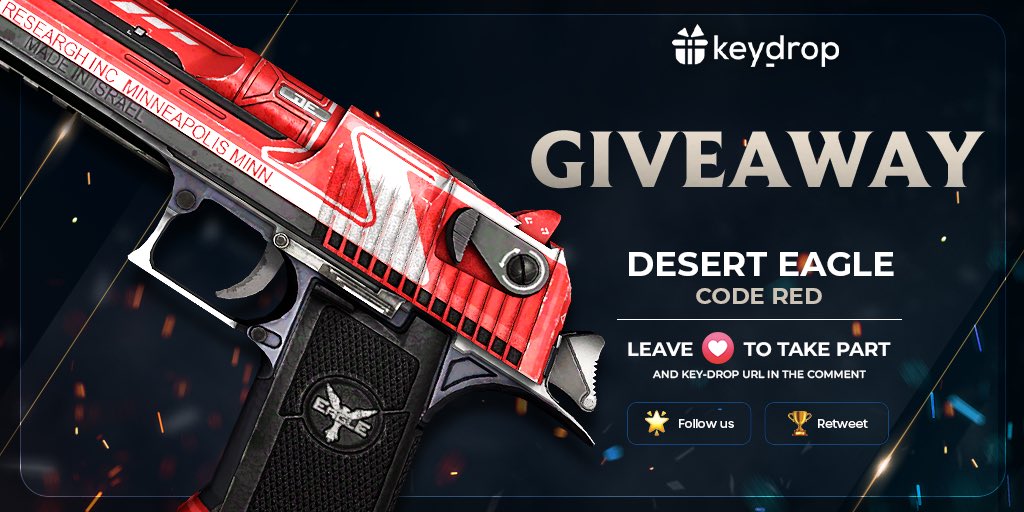 keydropcom's tweet photo. Giveaway on Desert Eagle | Code Red 🎁

👊 Just leave ❤️ under the post! 
🌟 Follow us!
🏆 Retweet!
 
⏰ Wait 24 hours!

#freeskins #csgoskinsgiveaway #csgoskinsfree #giveaway #airdrop #csgocases #csgocase #csgoesport #skins #csgoskins #keydrop #keydropcom #csgo https://t.co/ksniCnKEFx