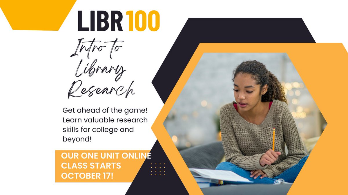 Looking for a way to level up your college research skills? Looking for an extra unit? Taught by CSM Librarians, this one unit, online course helps prepare you for college research. Learn all about the tools you need to succeed! Class starts 10/17: bit.ly/3BbP5Lm