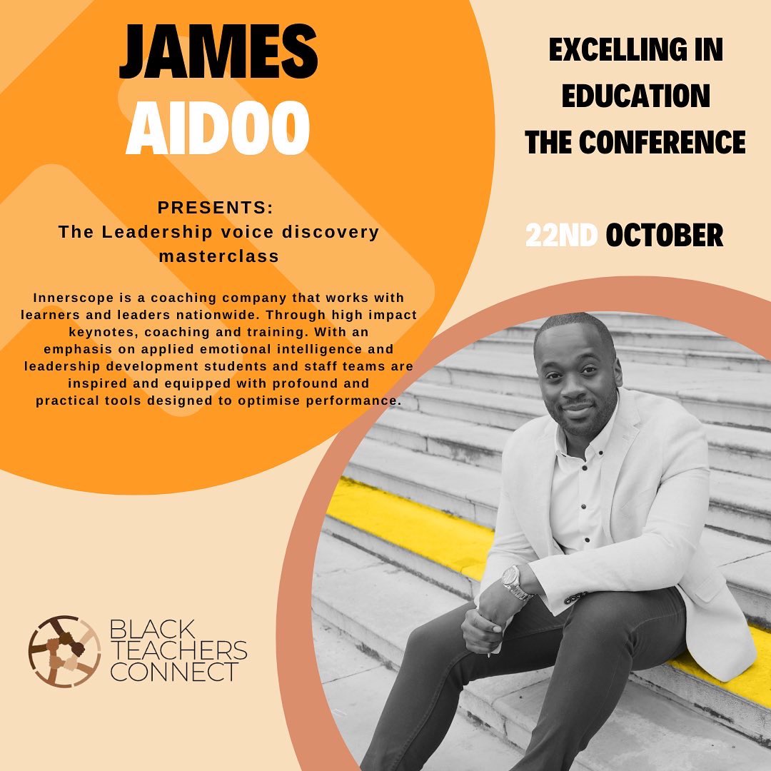 blackteachersco's tweet photo. EXCELLING IN EDUCATION - THE CONFERENCE ! 22nd October 2022!

We are happy to announce another POWERHOUSE of a speaker! @Innerscope1 James Aidoo will be delivering a leadership voice discovery masterclass!! Not to be missed 

Grab your tickets here: https://t.co/5JJ1fDRhqh https://t.co/7JRxTA3Ly8