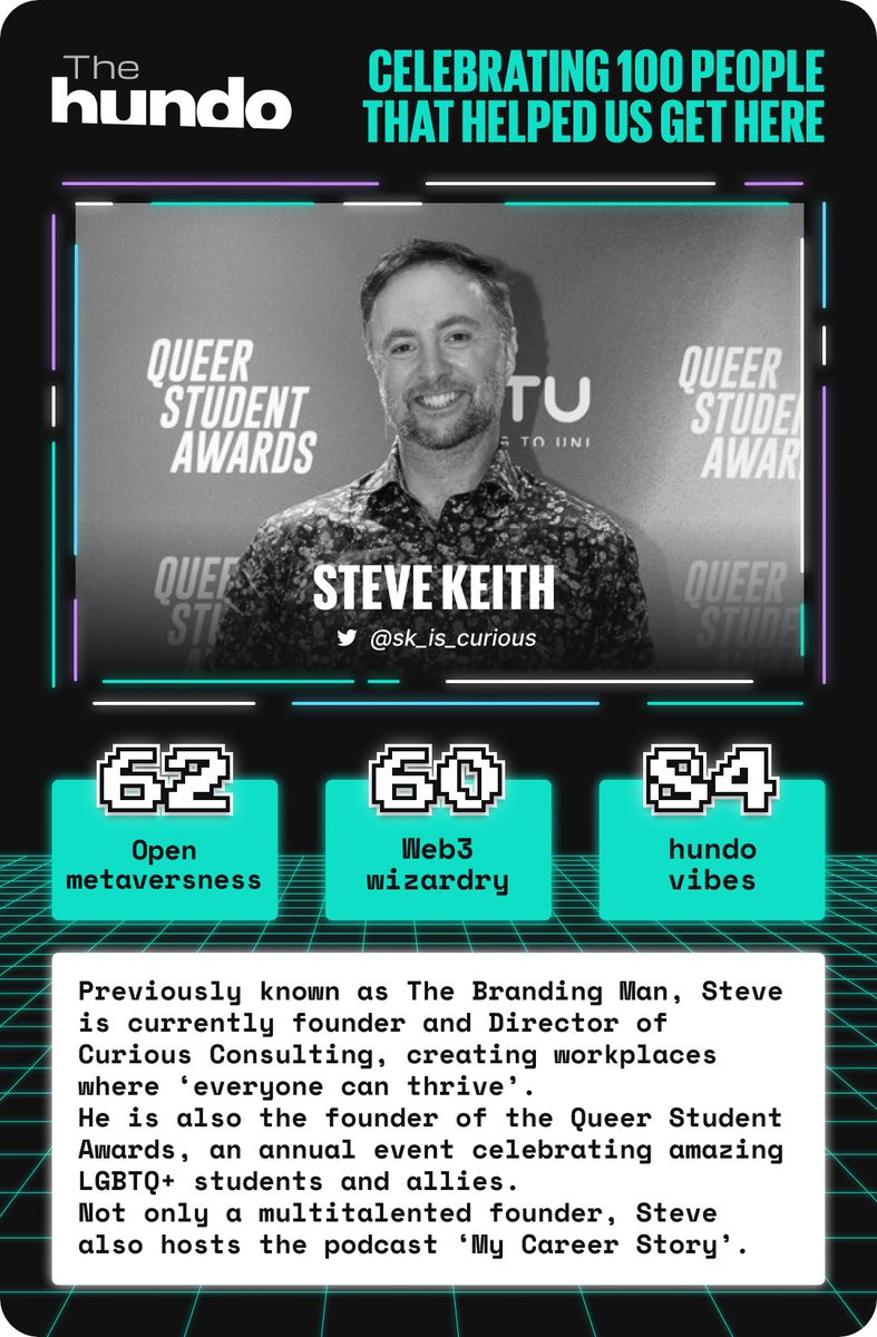 hundo_xyz's tweet photo. 🎉58 days till #CareerCon22🎉

Meet Steve Keith, Founder of The Queer Student Awards who is today's #hundo100.

Full post - https://t.co/cVnMcOxkXl

@sk_is_curious @TheQSAs https://t.co/ISAKBMeU5k