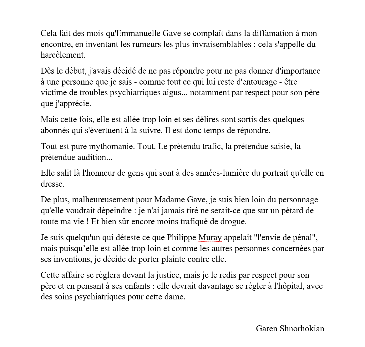 GarenShn's tweet photo. Cela fait des mois qu'Emmanuelle Gave se complaît dans la diffamation à mon encontre... https://t.co/5UHpMpmZ1R