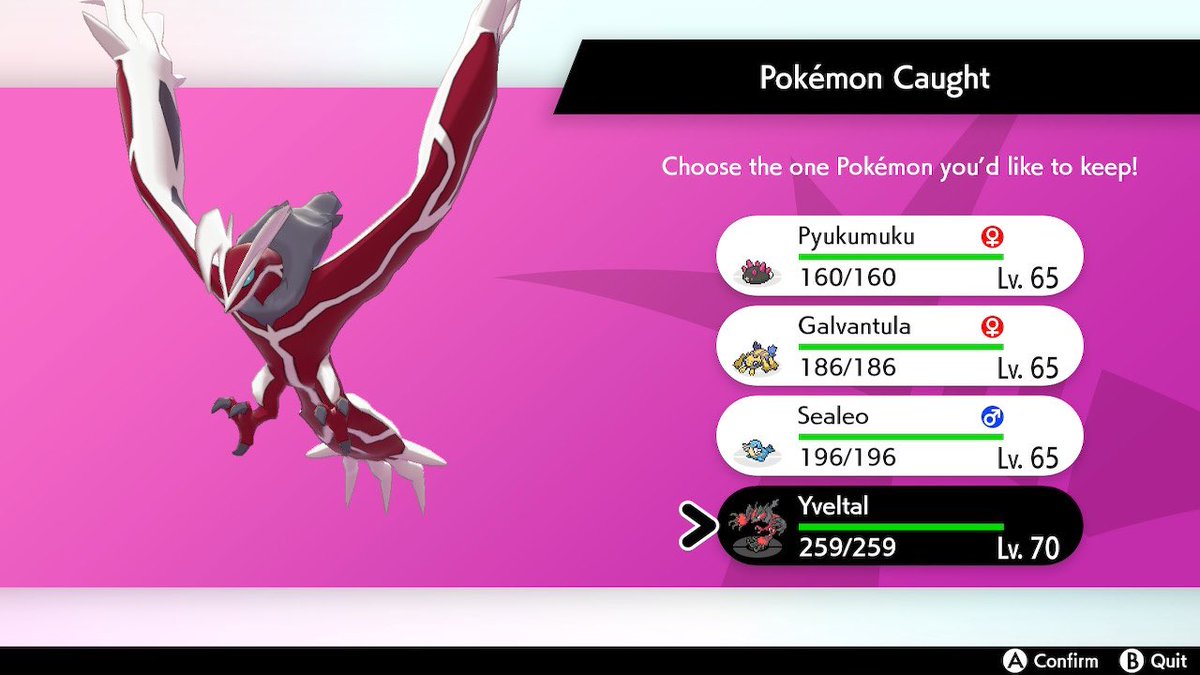 PokeZeraora's tweet photo. I got Shiny Yveltal in 25 DAs on today’s stream ! ✨

I literally just did 2 DAs for it and it decided to shine on my Shield save file where it was mainly from on the list ✨ #Pokemon #PokemonSword #PokemonShield #ShinyHunting #ShinyPokemon https://t.co/rnZVK0OCHo